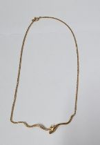 Ladies fine 9ct yellow gold chain with solid frontage depicting a Snakes head, 5.3 grams approx 32cm