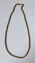 9ct yellow gold rope necklace (clasp a/f), 9.5 grams 50cm long