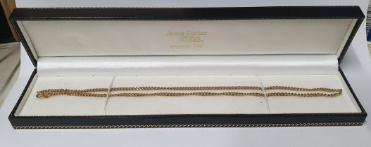 Long 9ct yellow gold necklace chain in presentation box, 8.9 grams 44cm long