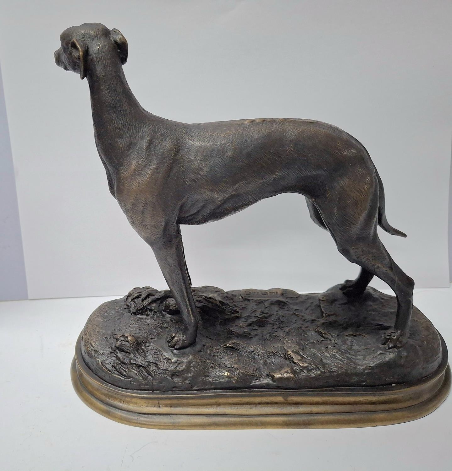 Fine quality, small, modern cast bronze of a Greyhound type dog after Pierre Jules Mene, The - Image 3 of 4