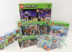 4 Lego Minecraft sets 21120, 21117, 21147, 21159