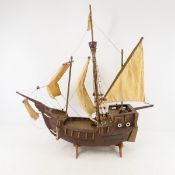 Vintage Wood Ship Model with stand
