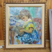 The Girl with the Yellow & Blue Dress painting