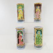 Set of 4 1973 Budweiser Girls hand painted steins