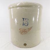 15 Gallon Red Wing crock, 2 factory holes, lg wing