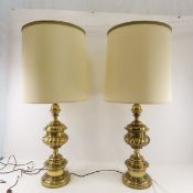 2 Heavy Brass Table Lamps - Working