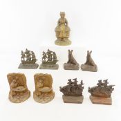 4 sets of brass bookends & doorstop