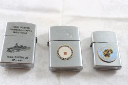 3 Vintage Lighters USS Rupertus & 2 Others