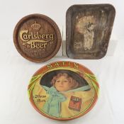 Vintage metal trays & Beer sign