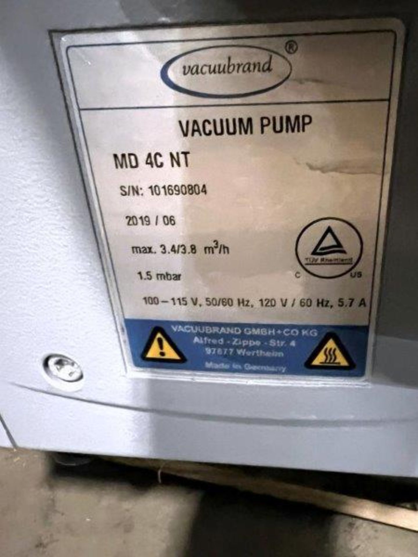 Used- Vacuubrand Vacuum Pump. Model MD 4C NT - Image 3 of 4