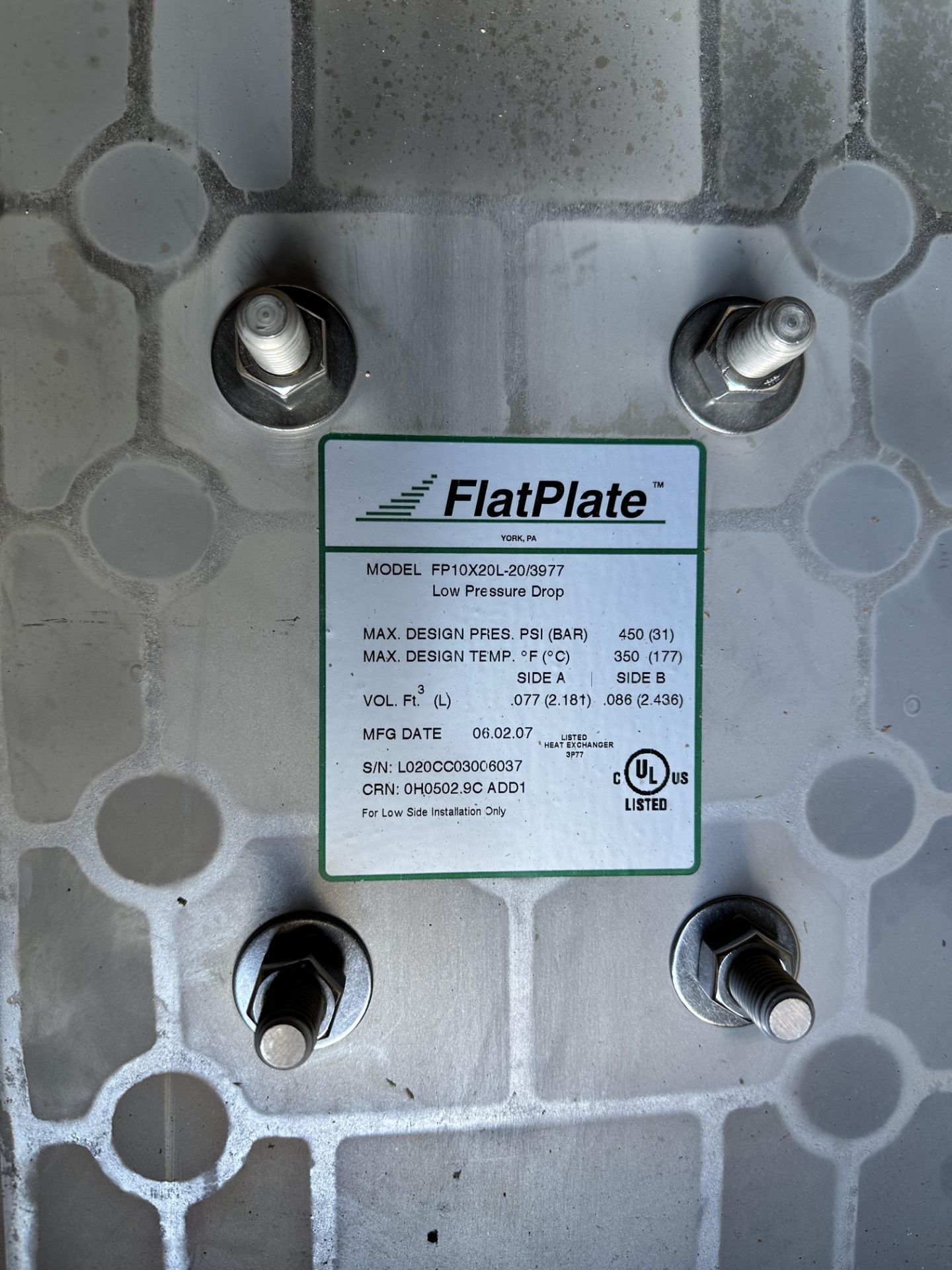 Lot of (5) New/Still-In-Box FlatPlate Heat Exchanger Plates. All Model FP10x20L-20/3977 - Image 2 of 2