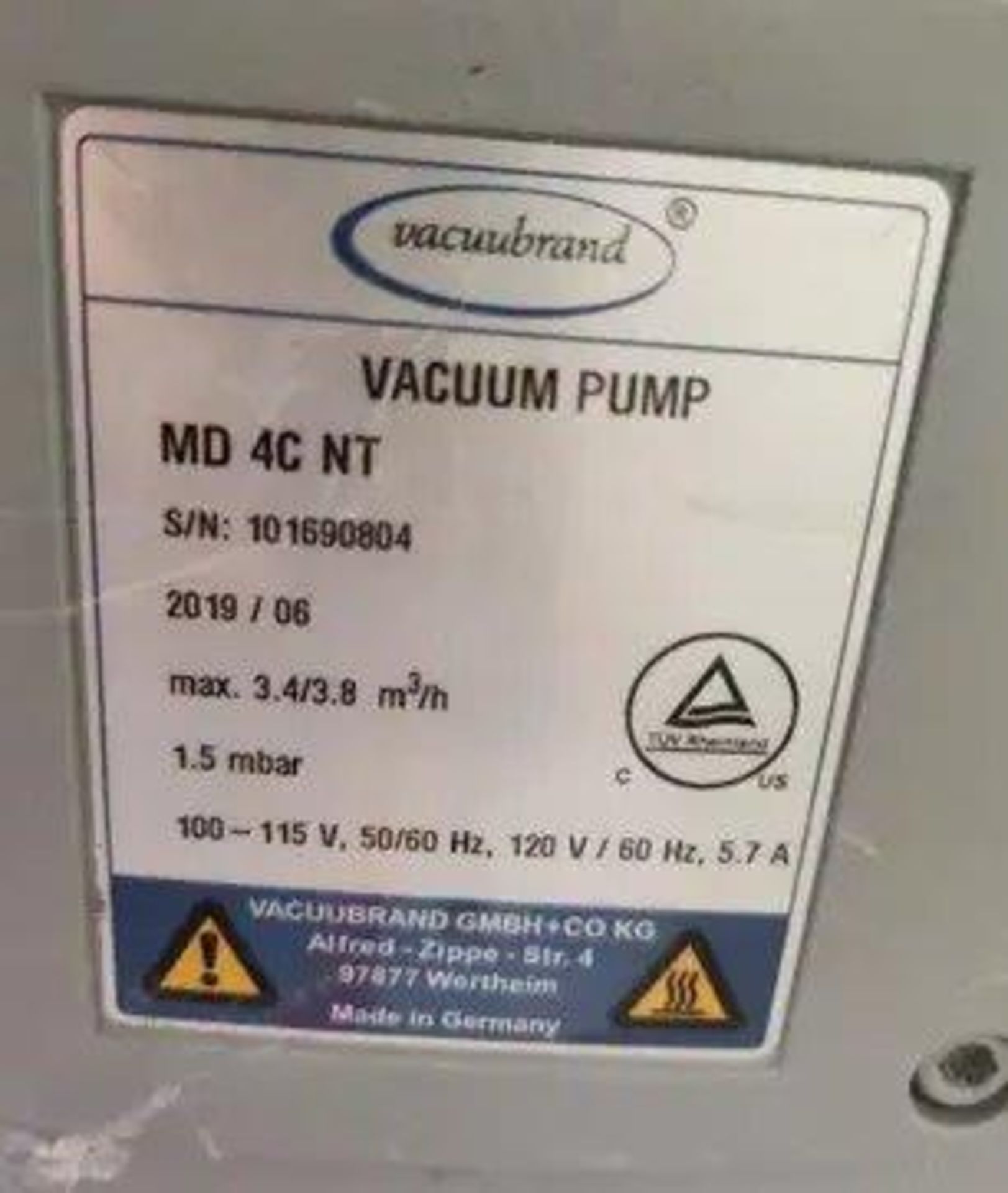 Used- Vacuubrand Vacuum Pump. Model MD 4C NT - Image 2 of 4