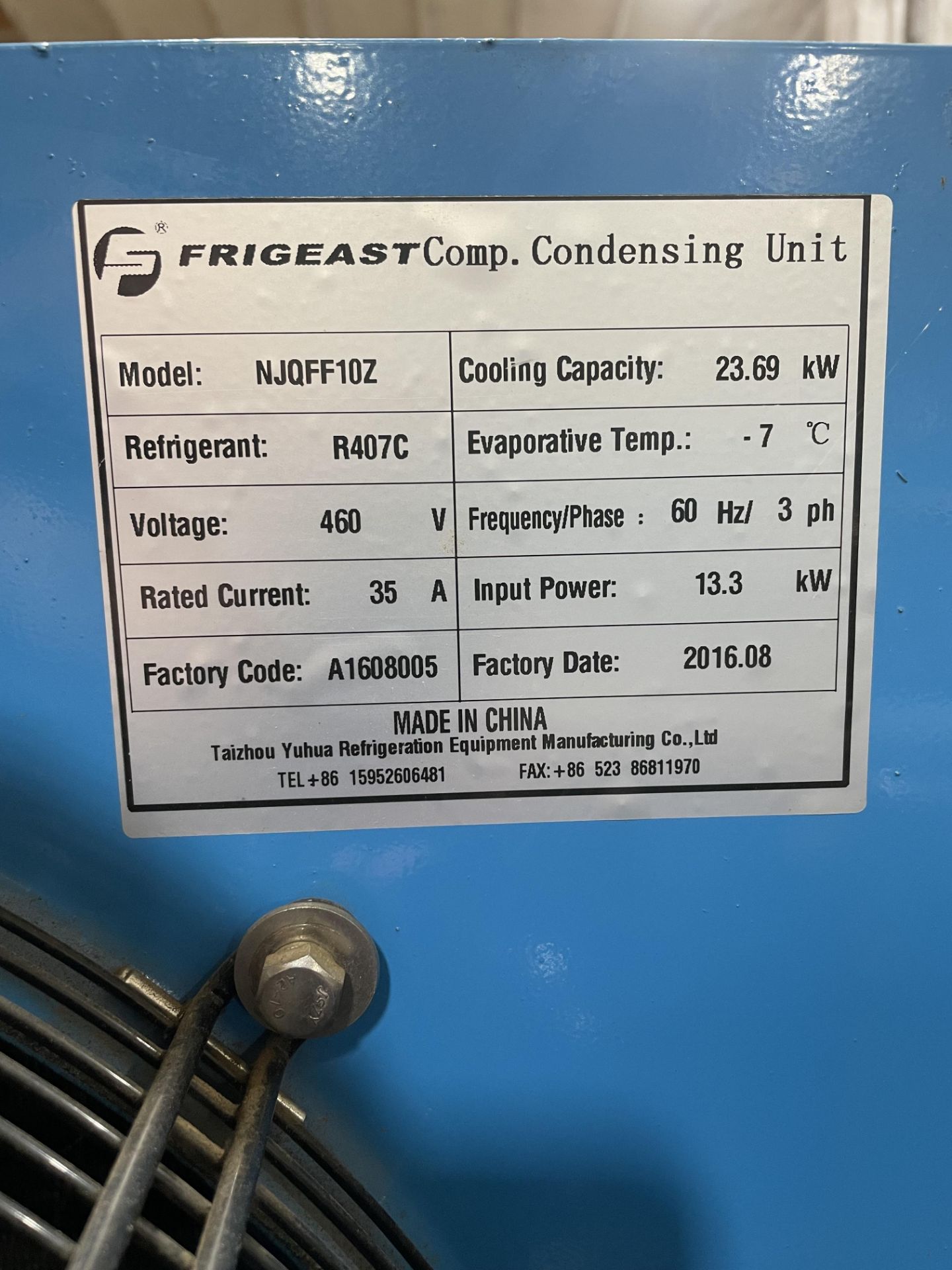 New/ Still-In-Crate Frigeast Condensing Unit for Chilling System. Model NJQFF10Z. - Image 3 of 5
