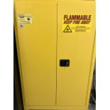 Used Eagle 45 Gallon Fire Cabinet, 2 Shelves, 2 Doors, Self Close, Yellow - 4510X.