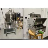 Used Savage Bros Table-Top Cooker Mixer w/ PLC Control. Model 2410 w/ Gummy Compact Depositor Unit
