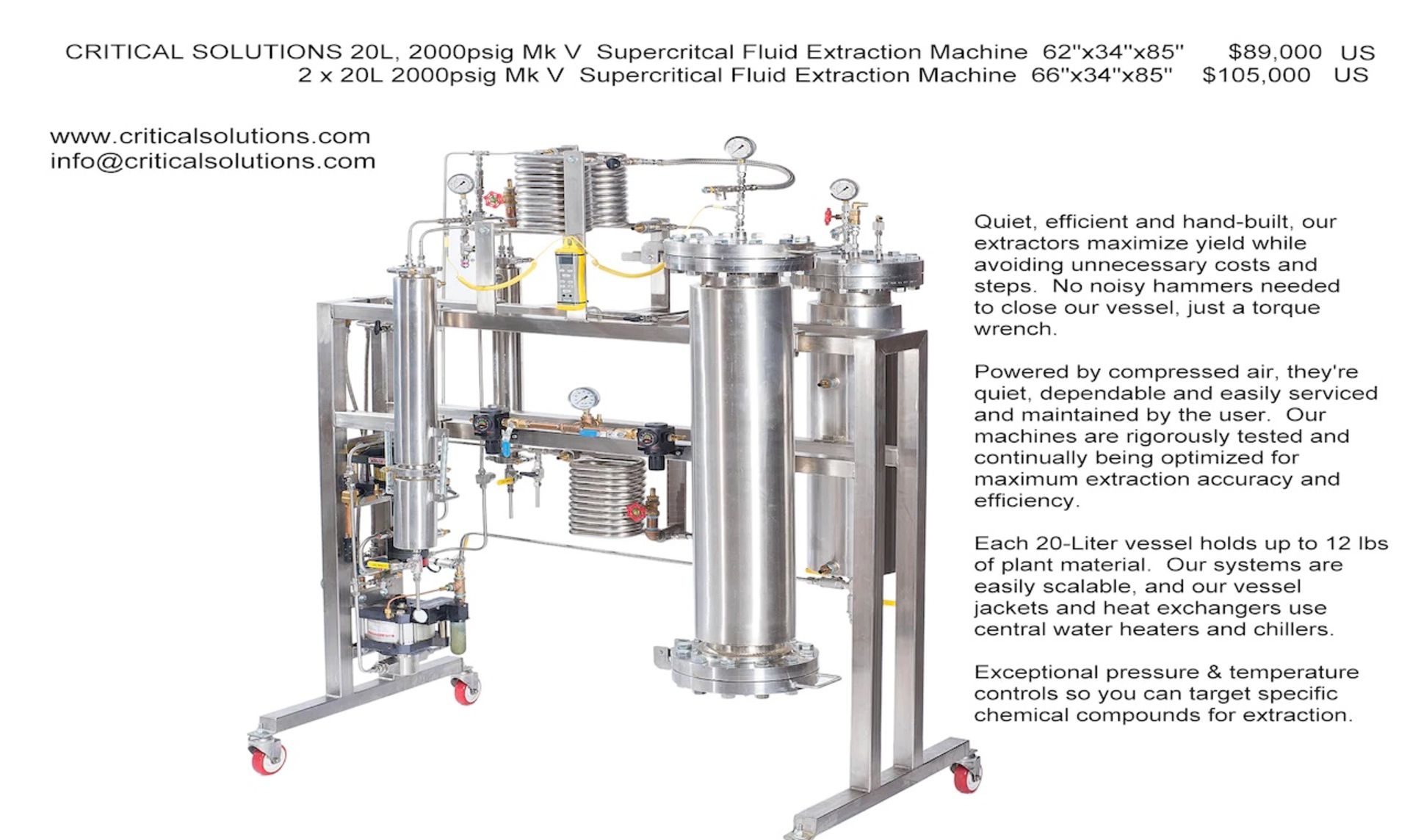 Used Critical Solutions Supercritical CO2 Extractorw/ SOP and Full Documentation. Model CS40G2 - Image 3 of 5