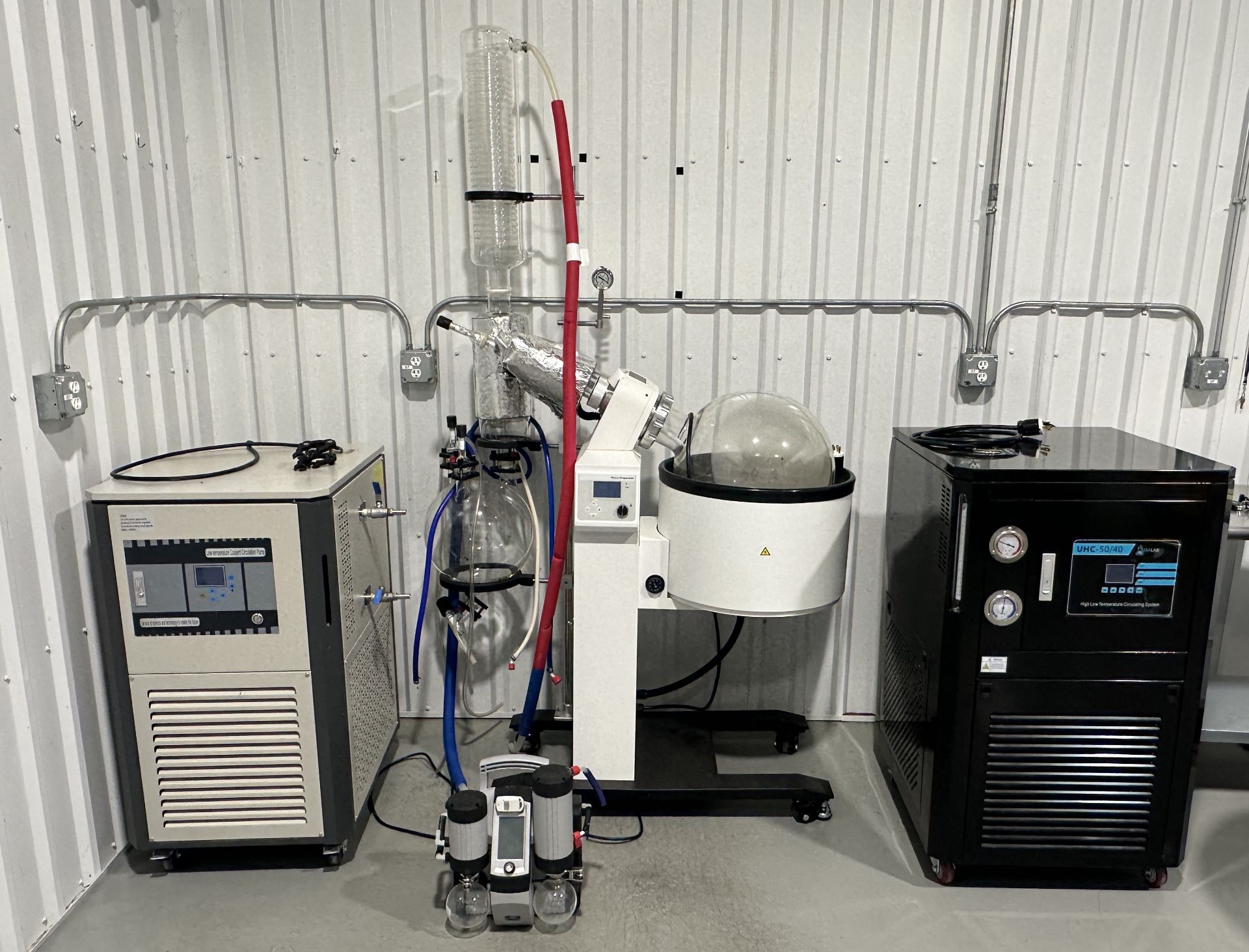 Used Lab1st 50 L Rotary Evaporator w/ Chiller, KNF Vacuum Pump (2) Total Circulator / Chillers Units