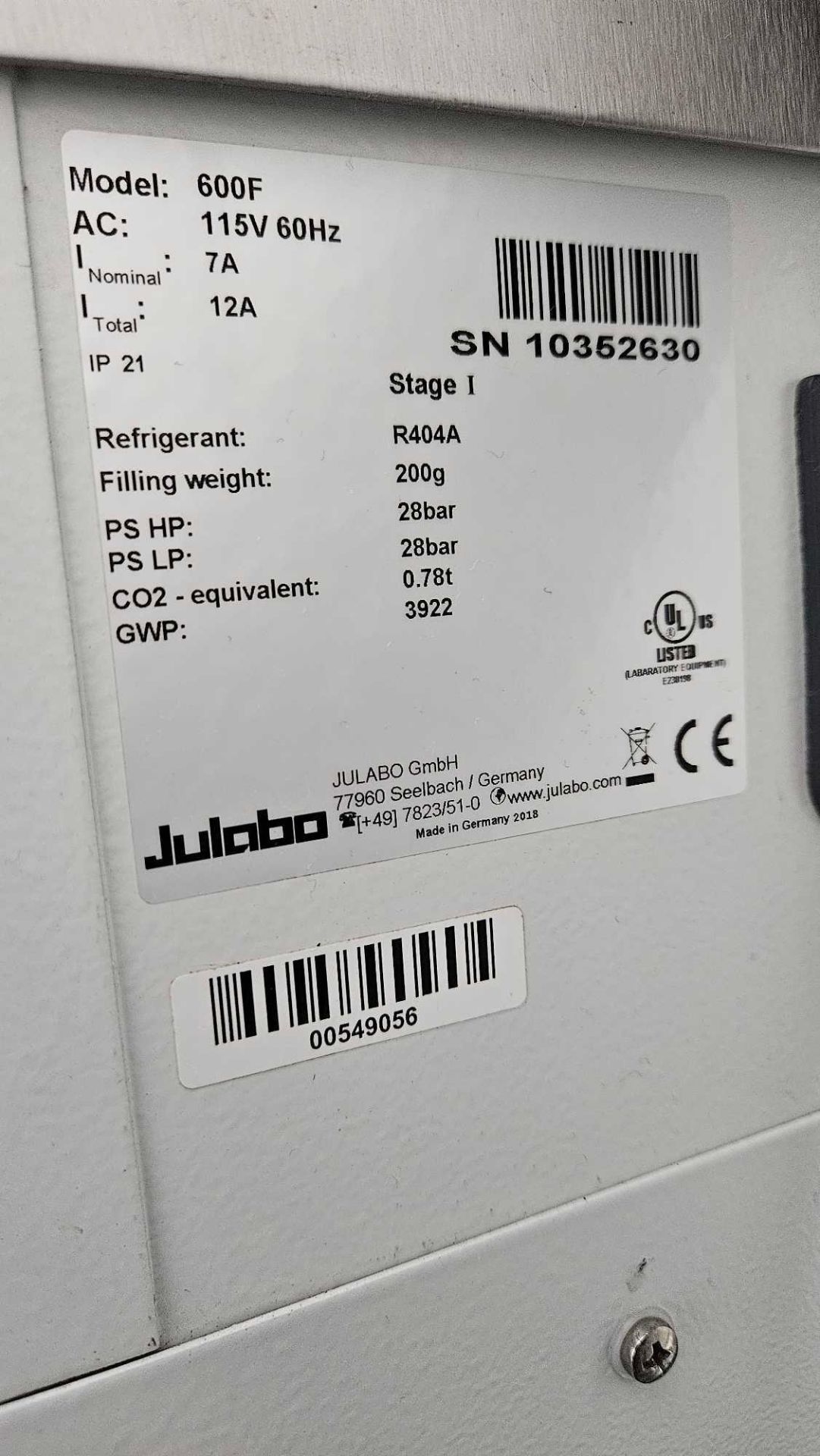 Used Julabo 600F Chiller w/Julabo Corio Cd-600f Refrigerater Heating Circulator - Image 3 of 4