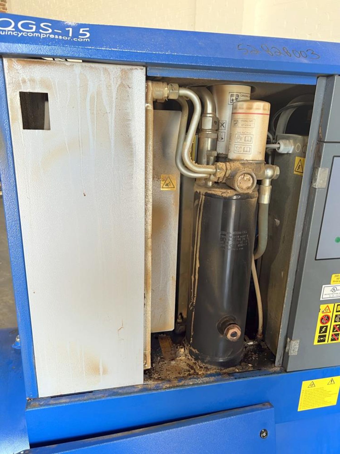 Used- Quincy QGS Rotary Screw Air Compressor, Model QGS-15. - Image 13 of 15