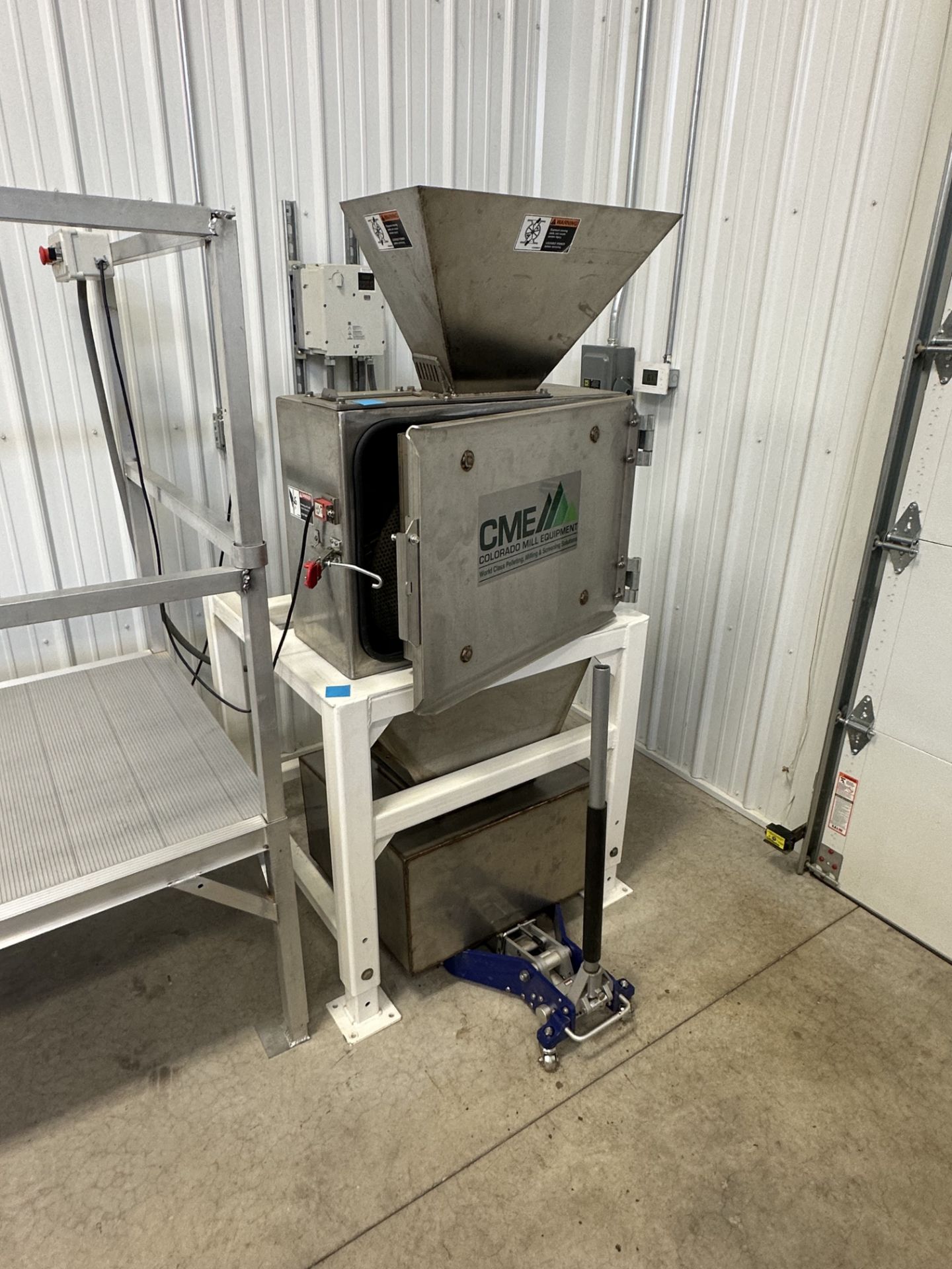 Used Colorado Mill Equipment CME 3HP Grinder/ Mill Model HMS-VB-SS -3 w/ Staircase & Catcher Basin