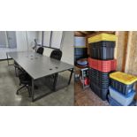 Lot of Assorted Office Furniture, Fire Extinguisher, and Bins. See Pictures for Details.