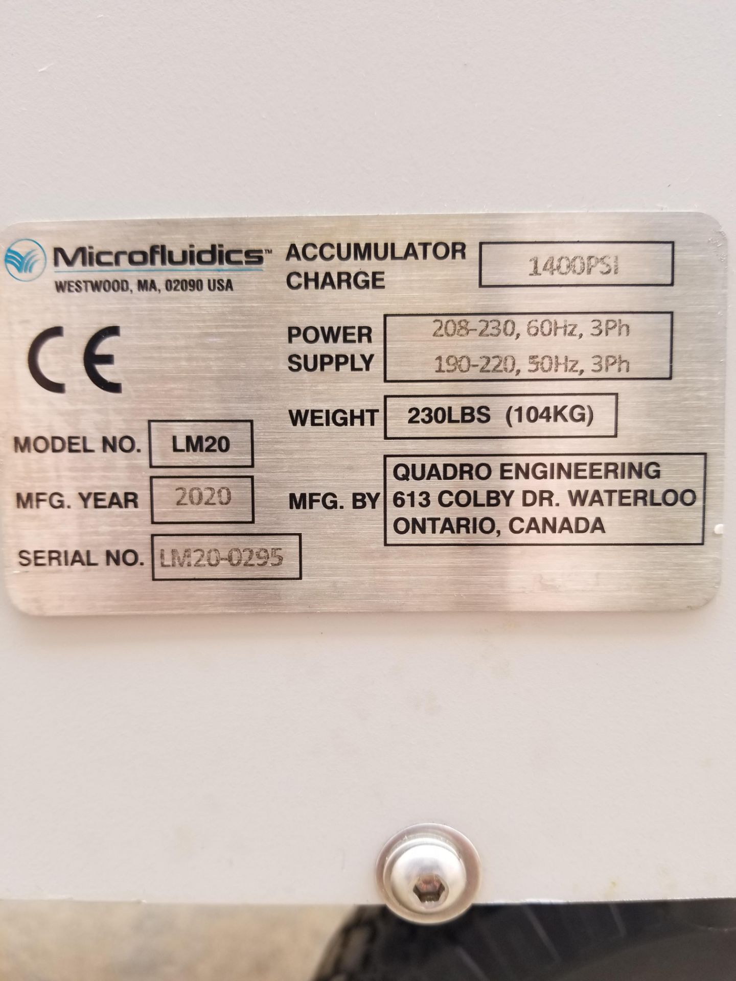 Used Microfluidizer High Shear Fluid Processor Unit Model LM20 - Image 5 of 9