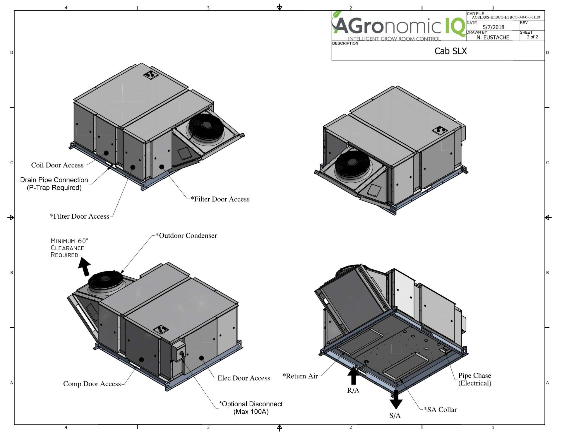 New/Unused Agronomic IQ 4-Ton Compressor Dehumidifier. Model AG-004-NB-X-P3NB5202E5G5AN0 - Image 3 of 3