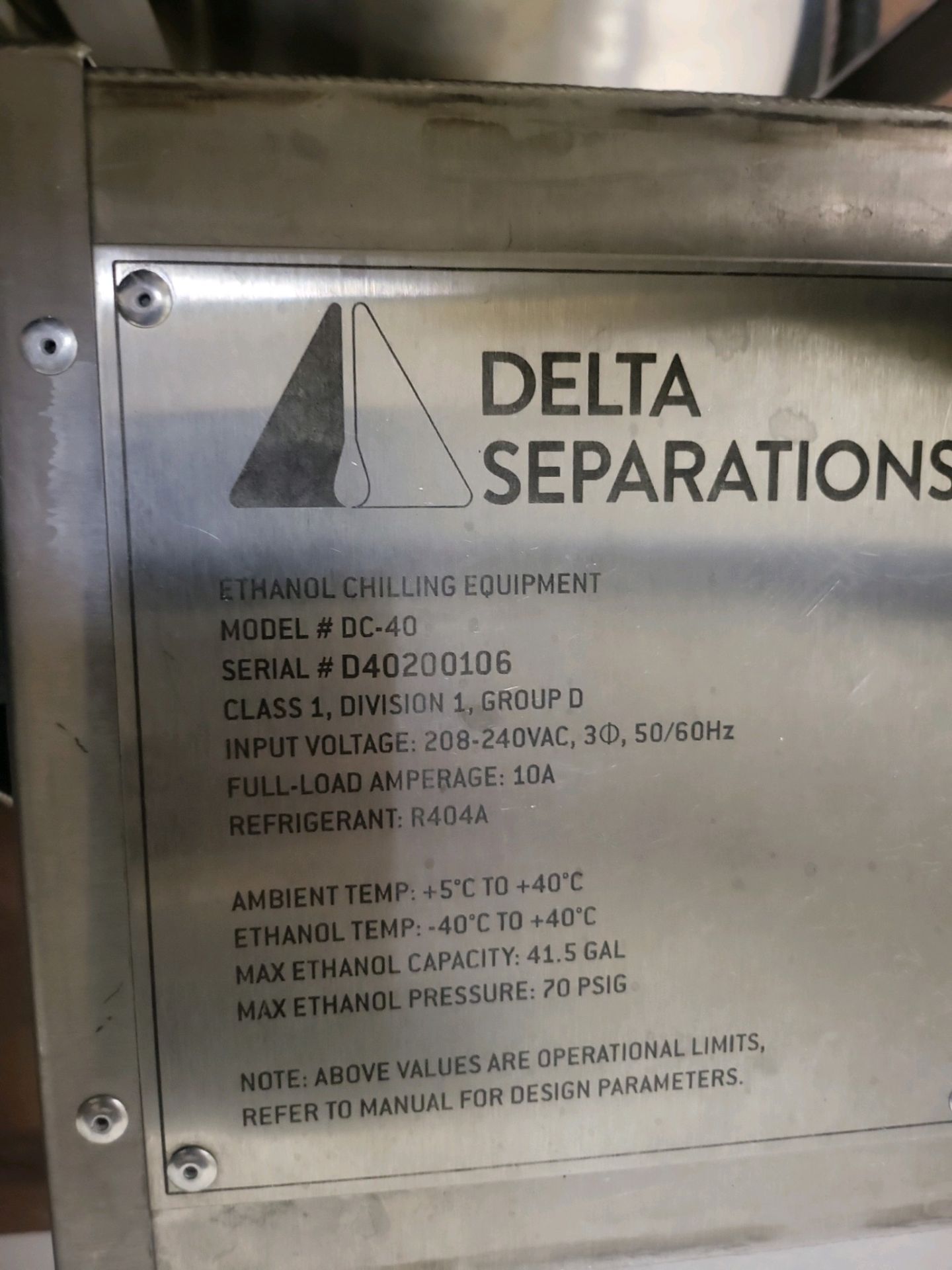 Used- Delta Separations CUP-15 Ethanol Alcohol Extraction System w/ DC-40. Model CUP 15 - Image 4 of 5