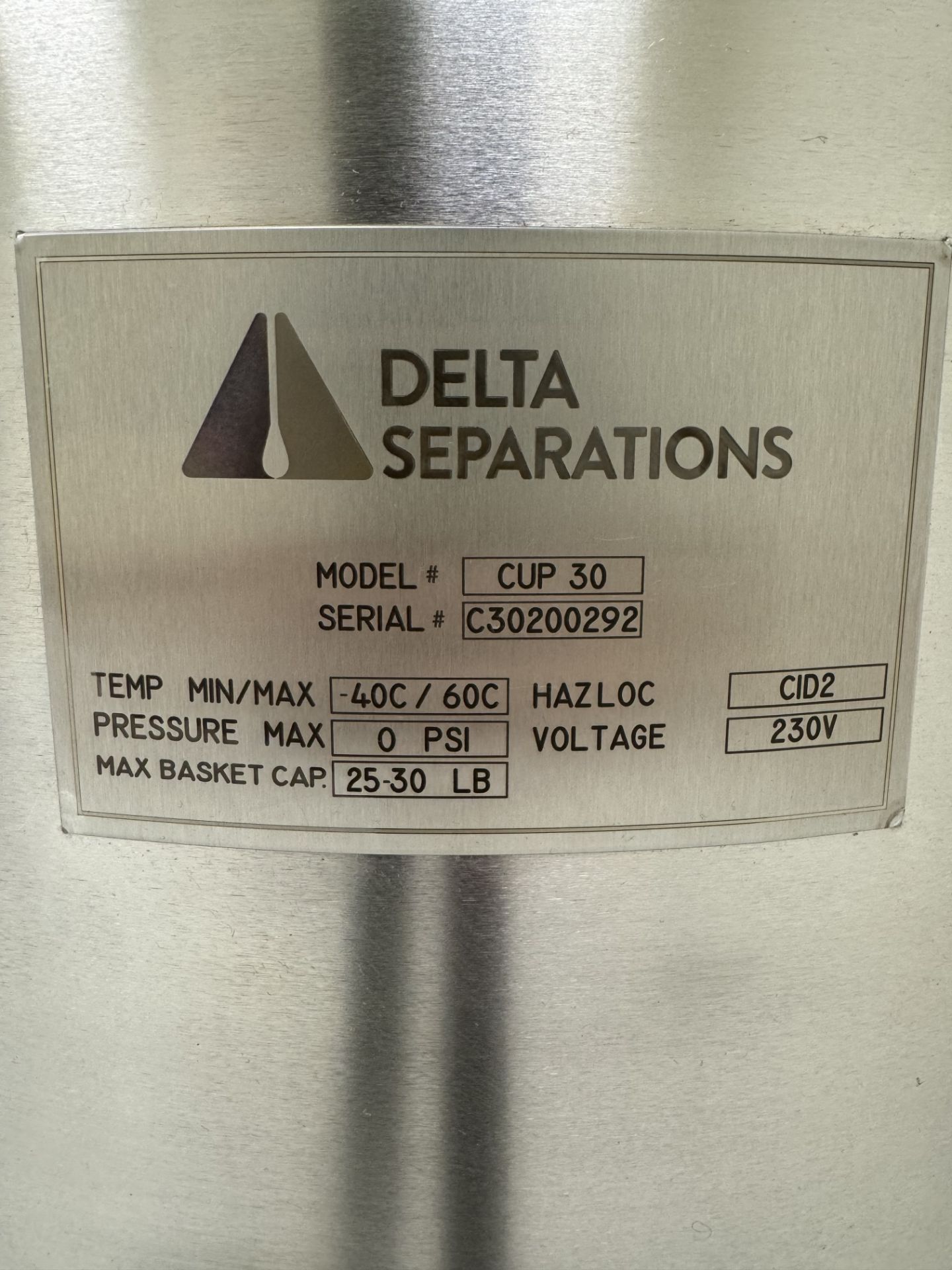 Used Delta Separations CUP 30 Extraction System. Model CUP 30 V 2.0 - Image 3 of 3