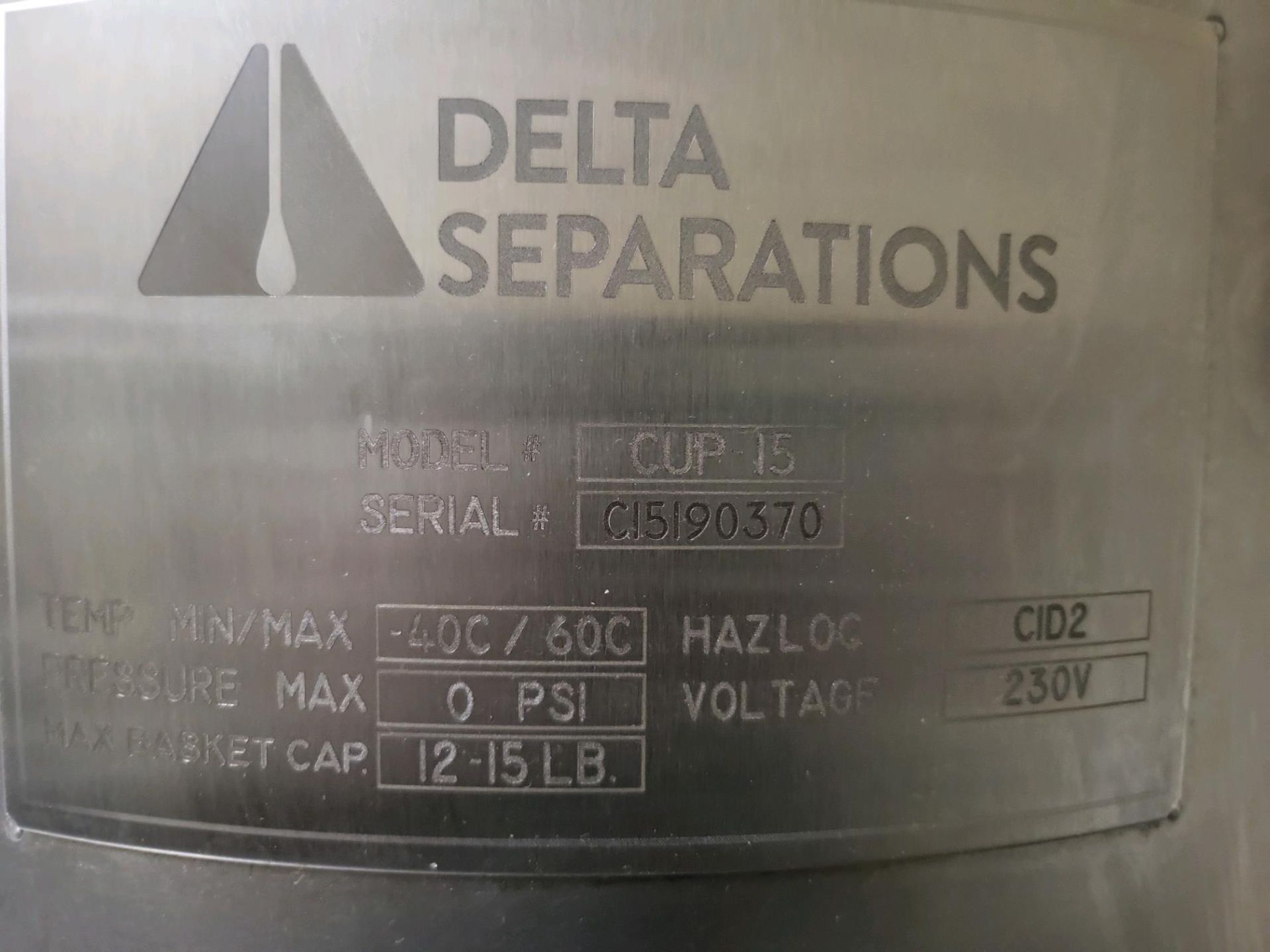 Used- Delta Separations CUP-15 Ethanol Alcohol Extraction System w/ DC-40. Model CUP 15 - Image 3 of 5