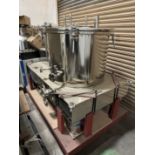 Used Jieda Flat Plate Top Discharge Electric Centrifuge w/ (4) 230 L Jacketed Tanks . Model PS800 -N