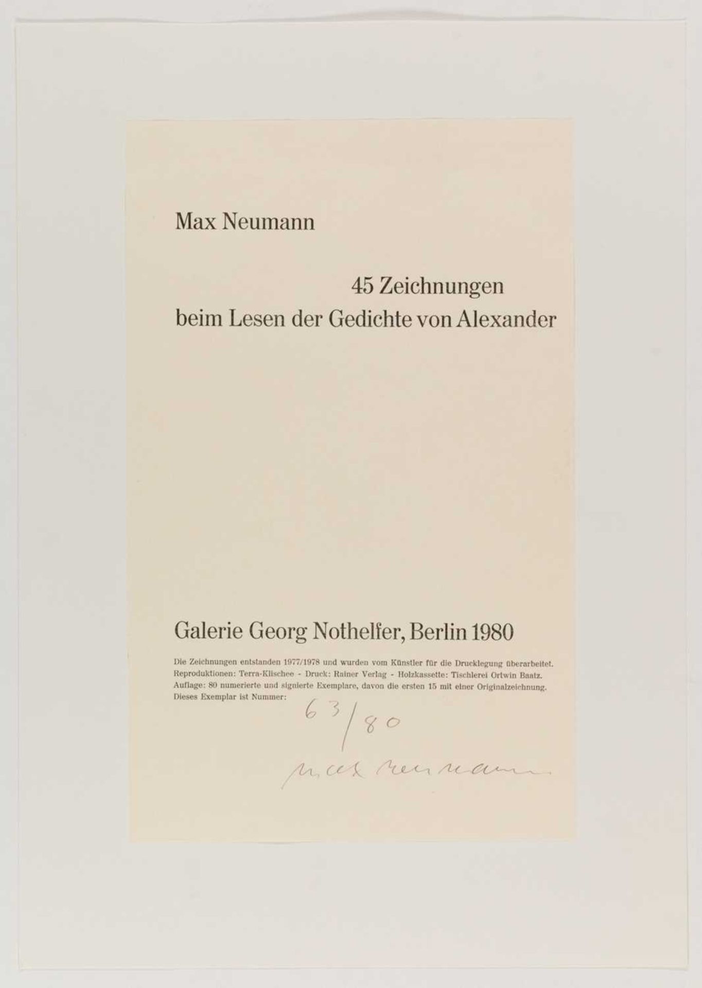 Max Neumann (1949 Saarbrücken – lebt in Berlin) - Image 3 of 6