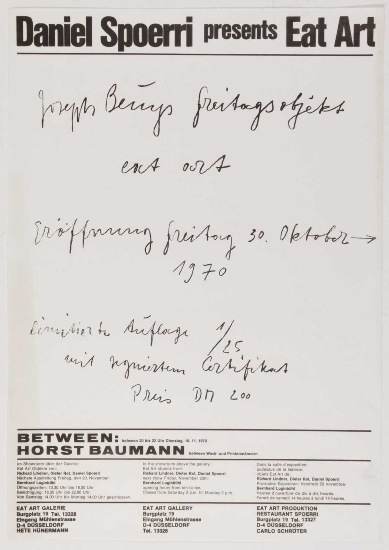 Daniel Spoerri (mit Dieter Roth, Joseph Beuys und Roy Lichtenstein) - Image 10 of 15