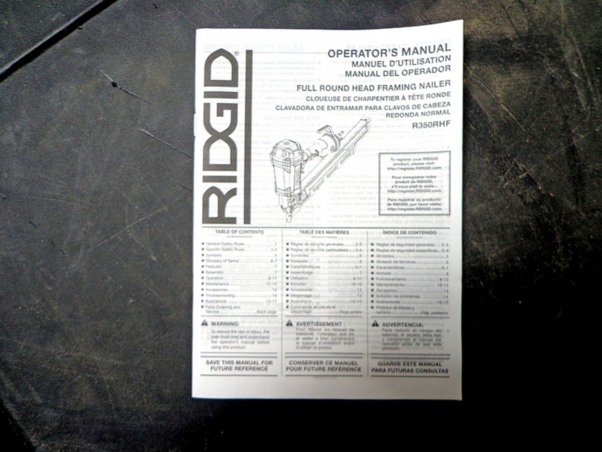 RIDGID R350RHF ROUND HEAD FRAMING NAILER 3 1/2" (NEW) - Bild 4 aus 5