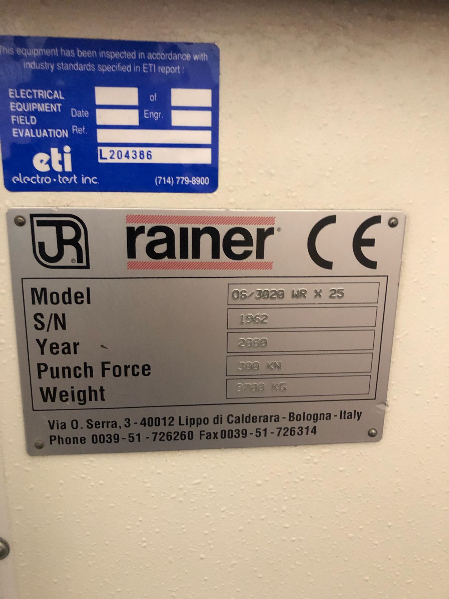 2000 RAINER TURRET PUNCH CENTER, WILL BE OFFERED SUBJECT TO APPROVAL, LOCATED IN SANTAFE SPRINGS.CA - Image 11 of 12