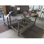 WELDING / ASSEMBLY TABLE ONLY, APPROXIMATE 32"W X 72"L, WITH 5" BENCH VISE