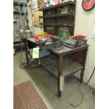 WELDING / ASSEMBLY TABLE ONLY, APPROXIMATE 32"W X 72"L, WITH 6" BENCH VISE & AIR HOSE & REEL