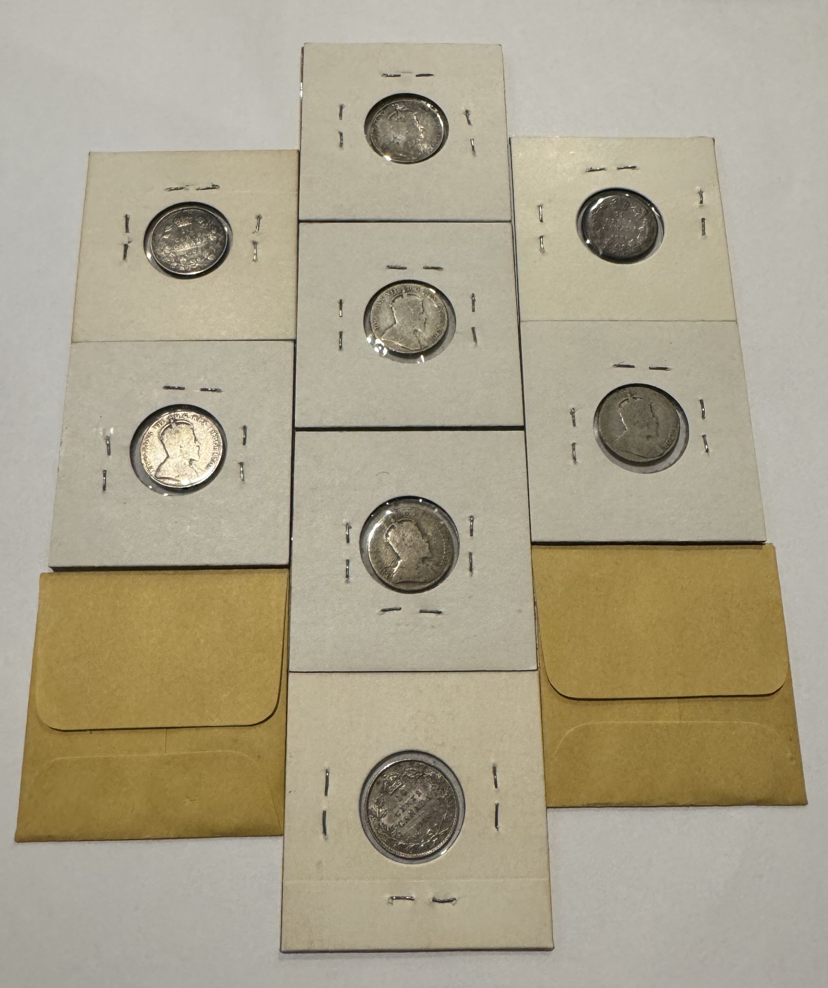 CANADA 10 CENT SILVER DIMES 1902-1910 COMPLETE RUN ADDITIONAL 1909 BOTH LEAVES COIN - Image 2 of 2