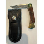 VINTAGE KA-BAR 1189 FOLDING LOCKBACK POCKET KNIFE KABAR WORKMAN TOBACCO SHEATH