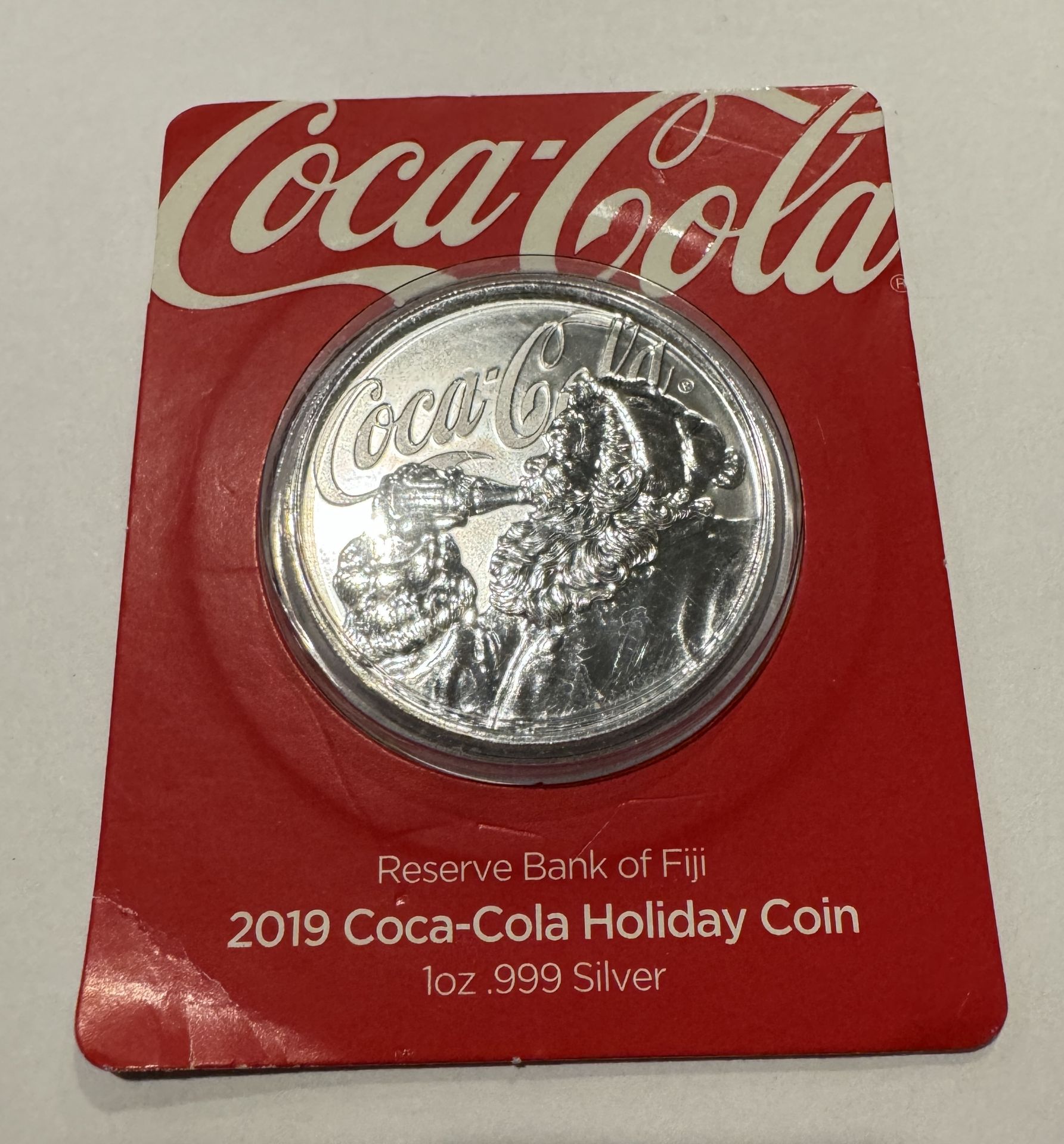 COCA-COLA 2019 RESERVE BANK OF FIJI HOLIDAY COIN 1OZ .999 SILVER