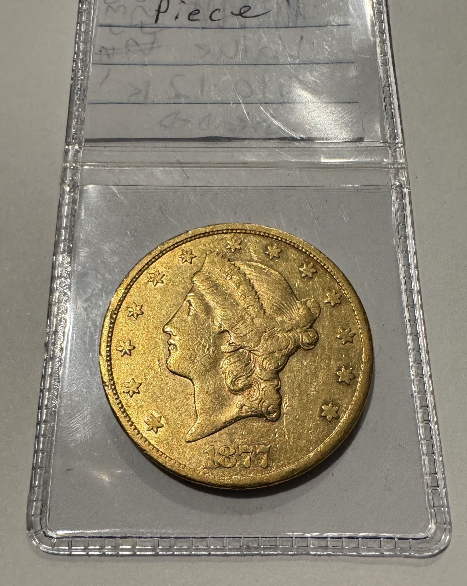 1877-CC $20 GOLD COIN, GRADED VALUE $12,000 - Image 2 of 3