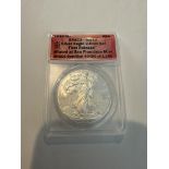 2013 (S) S$1 ANACS - M570 Silver Eagle 2-Coin Set First Release™
