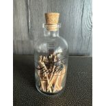 Black Tipped Wooden Matches Antique Corked Glass Bottle w/ Striker "Ignite"