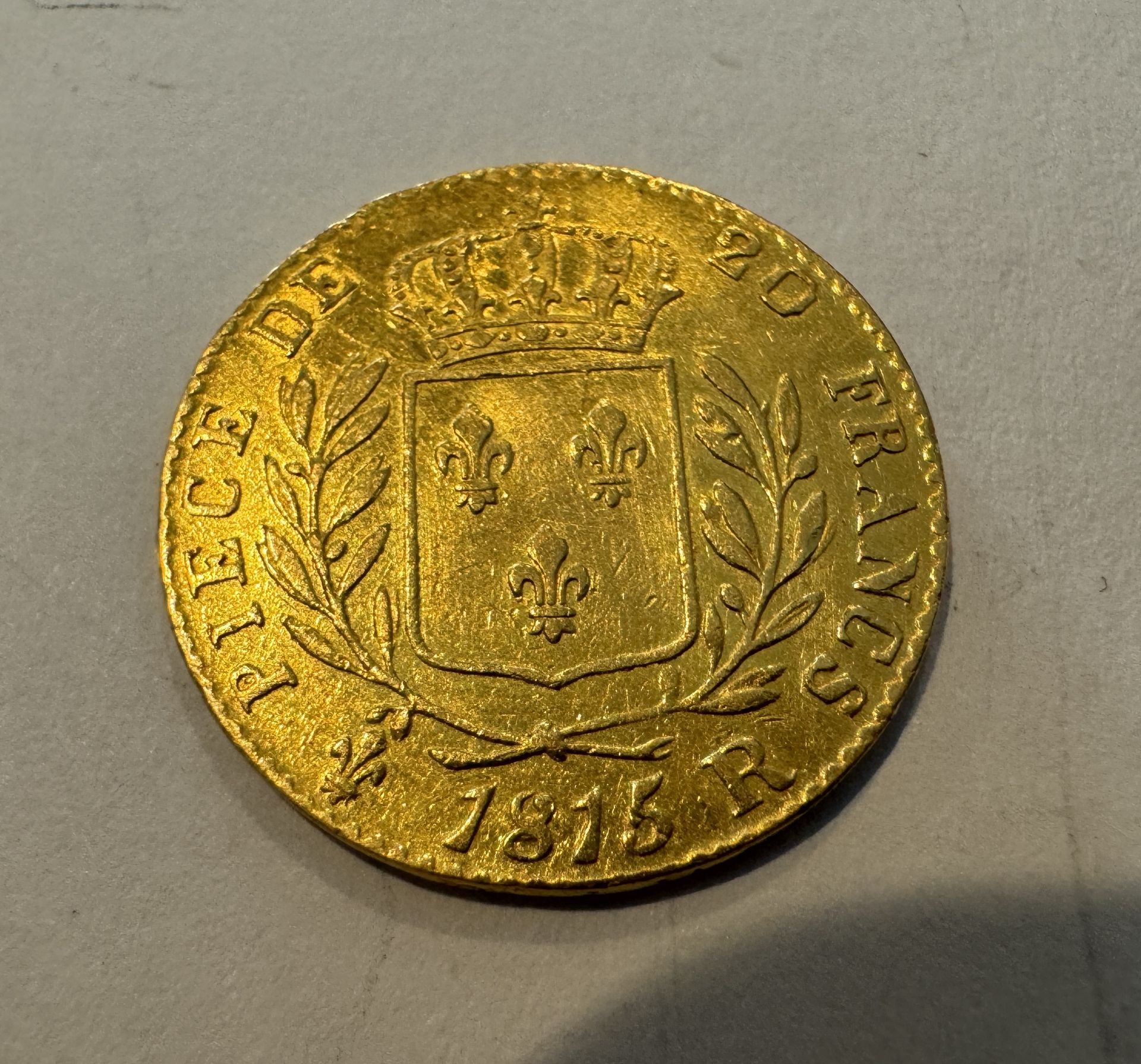 SOLID GOLD 1815-R 20 FRANC KM-X1 BRITISH GOVERNMENT COIN