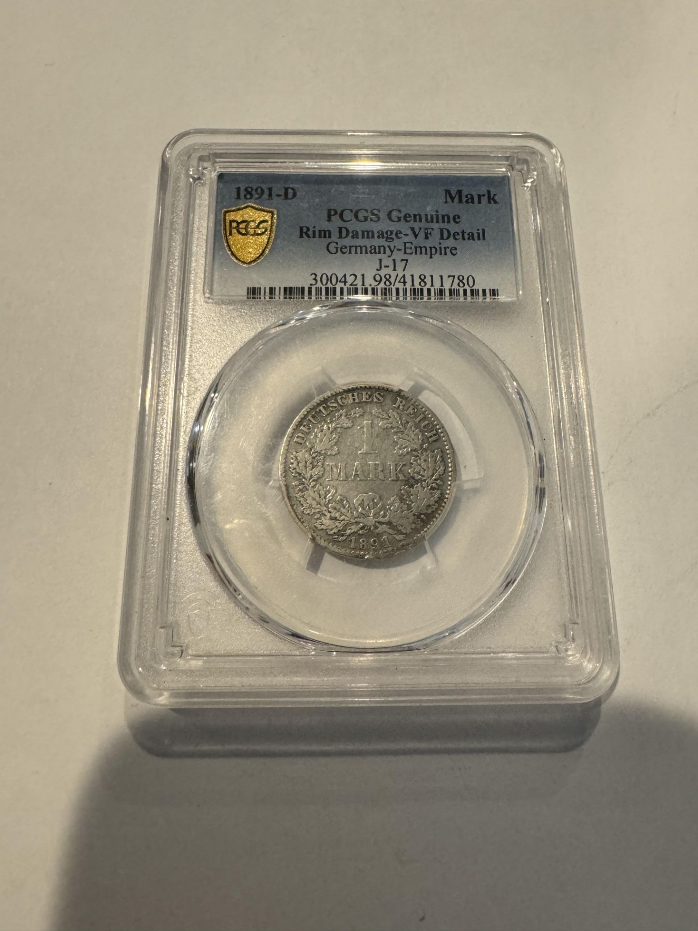 1891-D Mark PCGS Genuine Rim Damage VF Detail Germany-Empire 1 of only 2 in the world