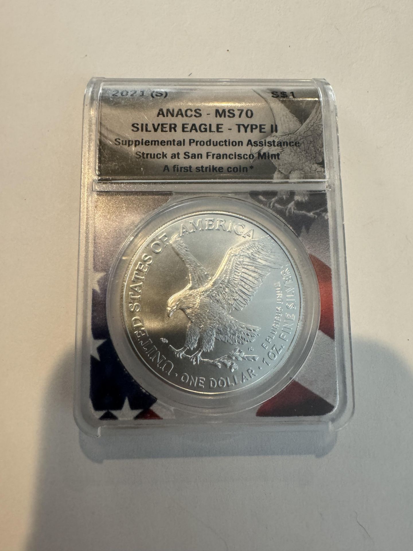 2021(S) S$1 ANACS - MS70 SILVER EAGLE - TYPE II