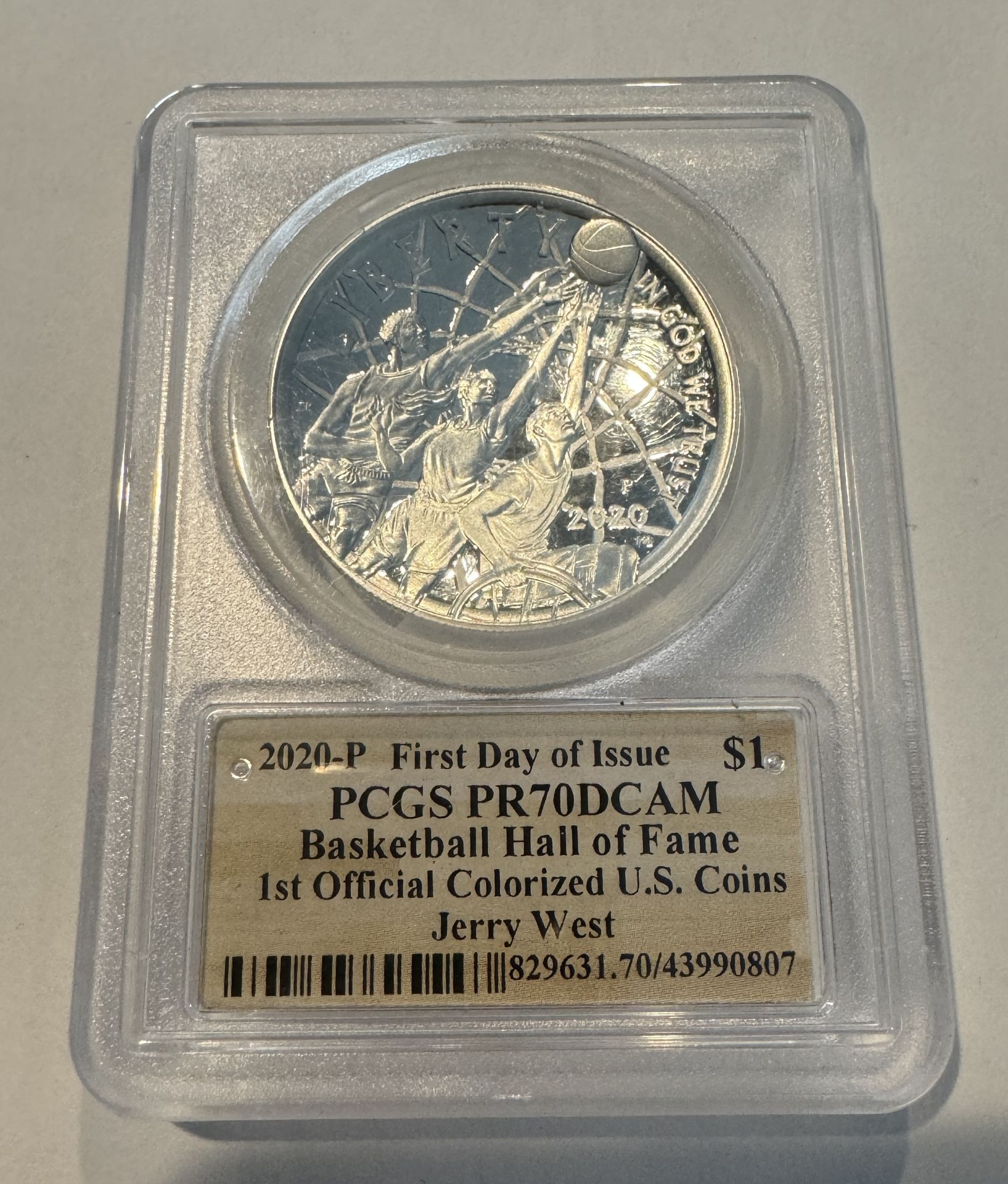 2020-P FIRST DAY OF ISSUE PCGS GRADED BASKETBALL HALL OF FAME JERRY WEST COIN