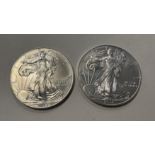 2 PCS 2014 SILVER EAGLE 1 OZ FINE SILVER