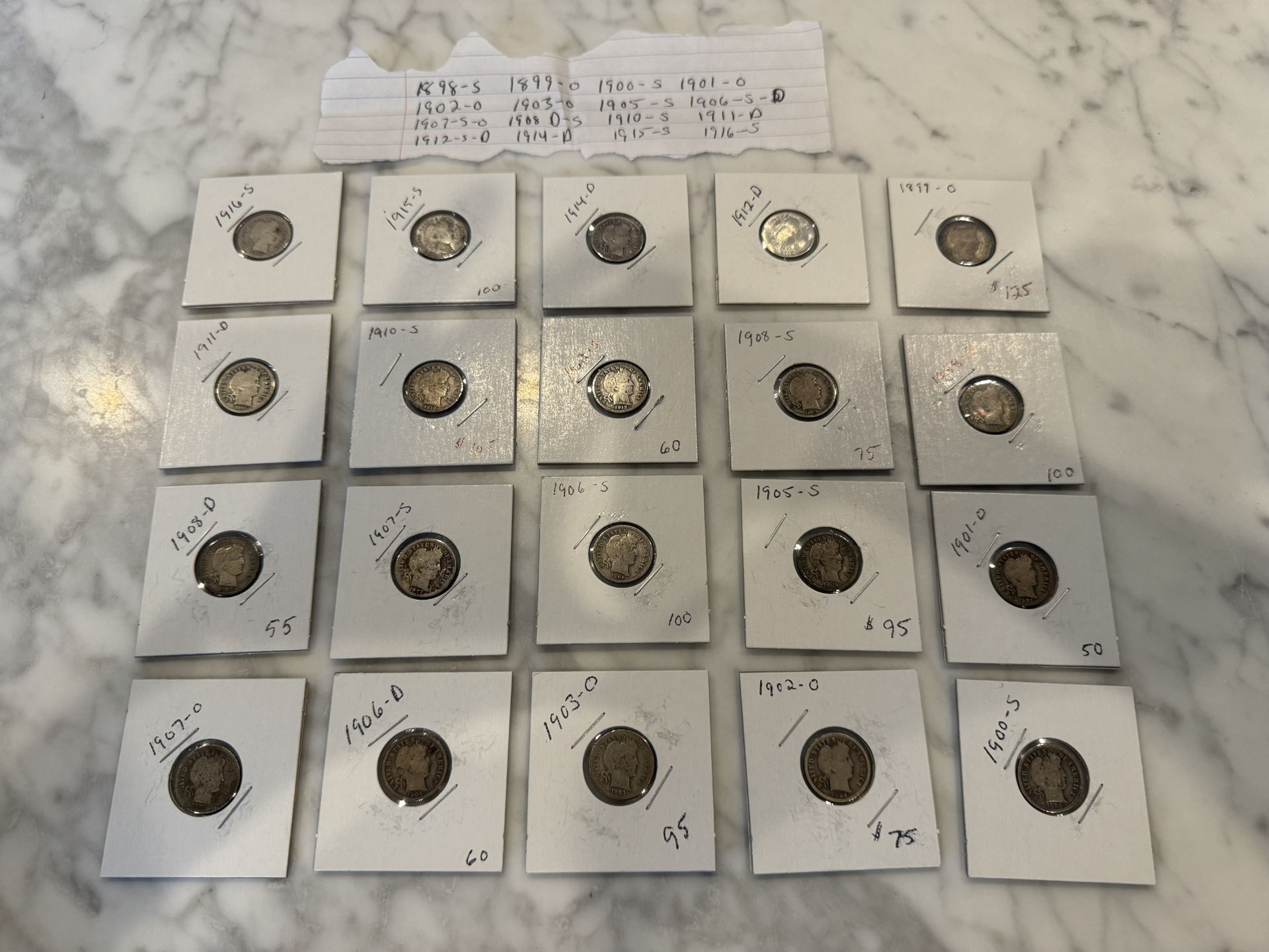 US Silver Barber dimes