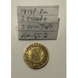 1819P-FM 2 ESCUDO 3 YEAR TYPE GOLD COIN KM-65.2